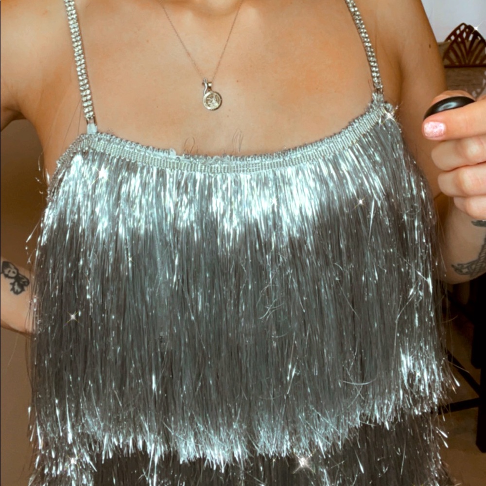 Rhinestone/silver flapper dress